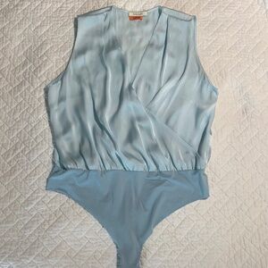 Favorite Daughter Women’s Bodysuit XXL Light Blue Sleeveless Wrap Style (H3)